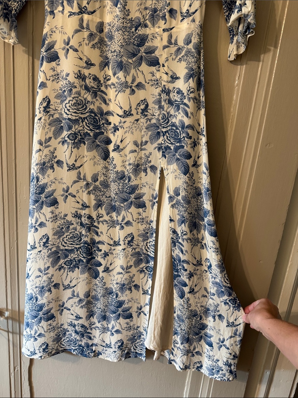 Reformation Blue and Cream Floral Midi Dress - Picture 2 of 7